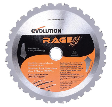 Evolution 7-1/4 Carbide Tip Steel Rage Circular Saw Blade 0.067 in. 20 20 teeth