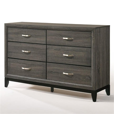 Acme Valdemar Metal and Wood Bedroom Dresser in Weathered Gray
