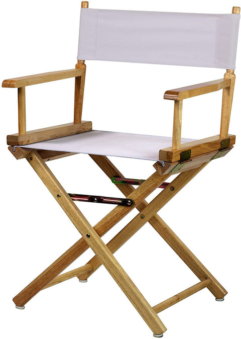 Oakestry 18" Director's Chair Natural Frame with White Canvas