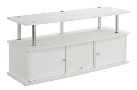 Convenience Concepts Designs2Go 55 inch TV Stand with 3 Storage Cabinets and Shelf, White