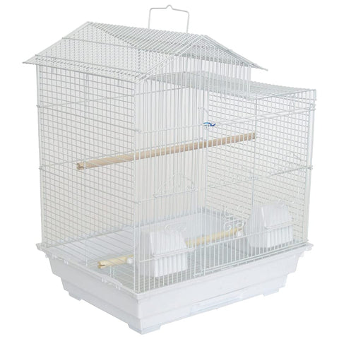 YML A5894 3/8" Bar Spacing Villa Top Small Bird Cage, White, 18" x 14"