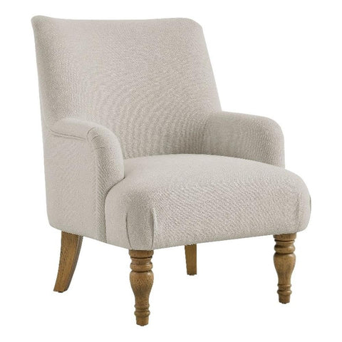 Modway Ellington Living Room Accent Armchair in Salt – Fabric Upholstered Reading Arm Chair with Wooden Legs – Modern Lounge Chair with French Piping Trim