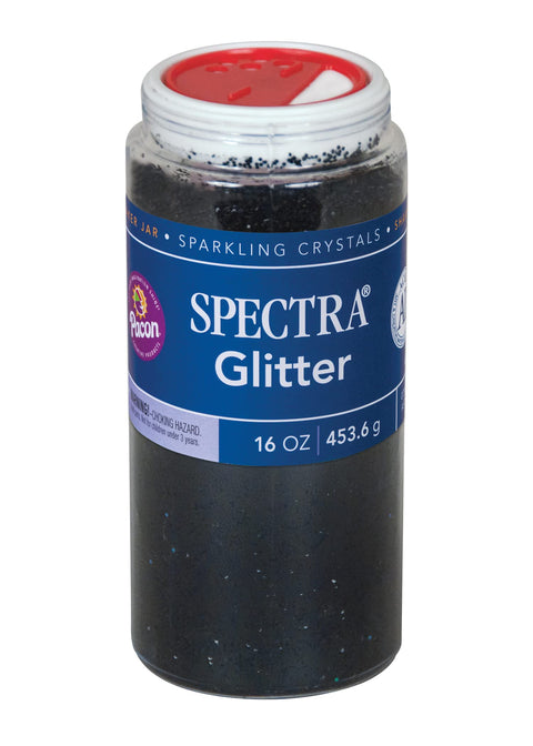 Spectra Arts & Crafts Glitter, Black, 16 oz., 1 Jar