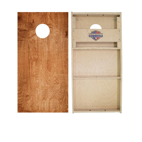 Skip's Garage Dark Wood Cornhole Boards - WSOC Runway Series - Includes (2) Boards (NO Bags) + (1) Case & (2) Hole Lights