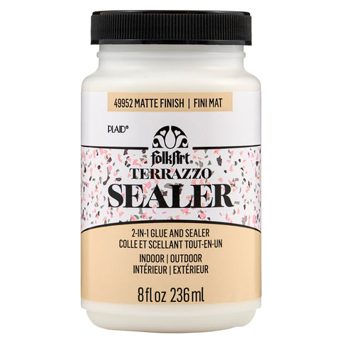 FolkArt, 8 oz, Terrazzo Flakes 2-in-1 Finish Perfect for DIY Indoor and Outdoor Arts and Crafts Projects, 49952, Matte Sealer