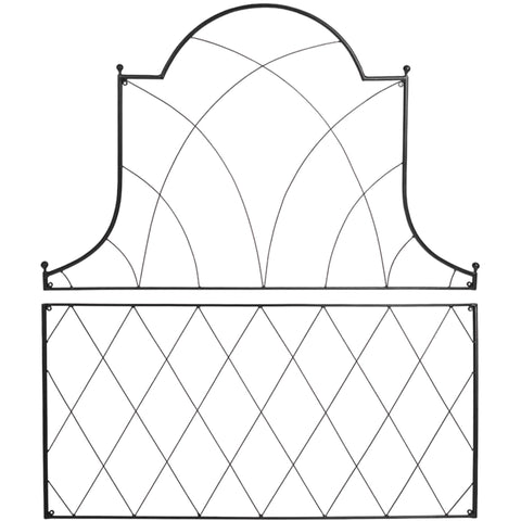 Somerset Wrought Iron Trellis, Wall-Mounted Modular Garden Trellis, 46" W x 53" H, Diamond Lattice Design, Black Powder Coated, English Cottage Style