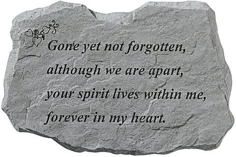 Oakestry Gone Yet Not Forgotten Cast Stone Memorial Garden Marker Beautiful Outdoor Tribute Stone for Loved Ones, Artistic Garden Décor, Weather-Resistant Memorial Plaque, 16" W x 10.5" H”