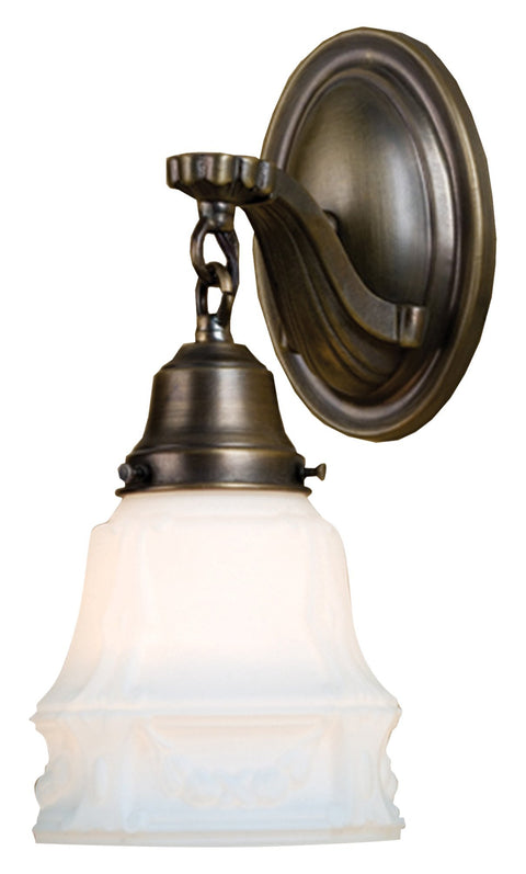 Meyda Tiffany Custom Lighting 36614 Hartford Garland 1-Light Wall Sconce, Antique Brass Finish with Etched Opal Glass Shade