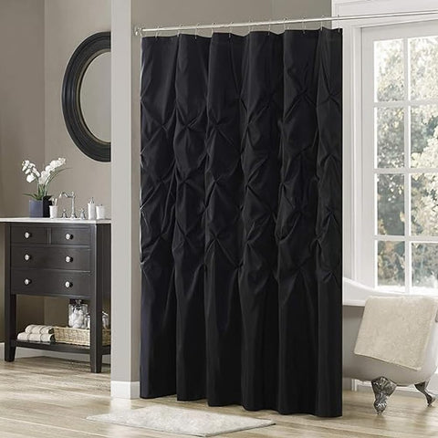 Oakestry Laurel Shower Curtain with Hooks Bathroom Decor for Hotel Spa, 72 X 72 Inch, Black