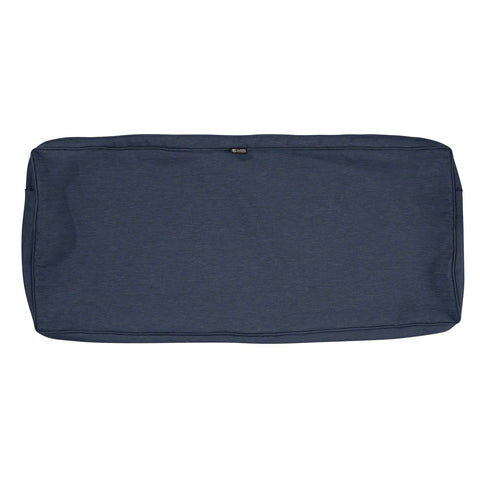 Classic Accessories Montlake Water-Resistant 54 x 18 x 3 Inch Outdoor Bench/Settee Cushion Slip Cover, Patio Furniture Swing Cushion Cover, Heather Indigo Blue, Patio Furniture Cushion Covers