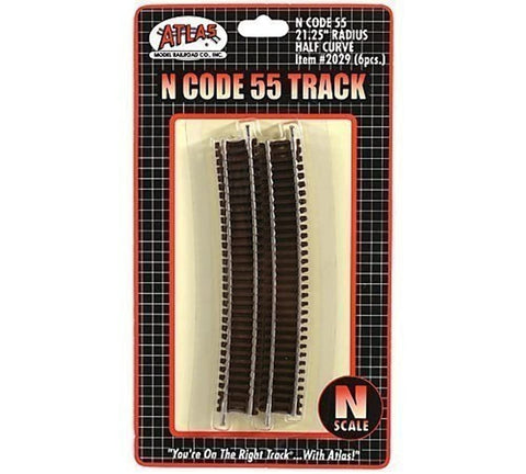 N Code 55 Nickel Silver 21.25" Radius Half Curve Track (6) Atlas Trains