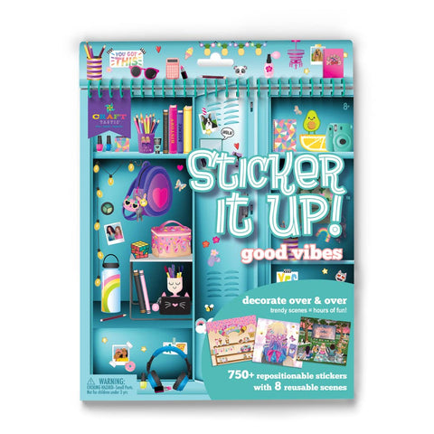 Craft-Tastic Sticker It Up! – Reusable Sticker Book for Kids – 750+ Repositionable Stickers Create Designs on 8 Scene Pages for Hours of Mess-Free, Screen-Free Fun