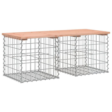 vidaXL Natural Douglas Wood Outdoor Patio Bench with Unique Gabion Basket Design and Compact Size for Gardens, Backyards, Patios