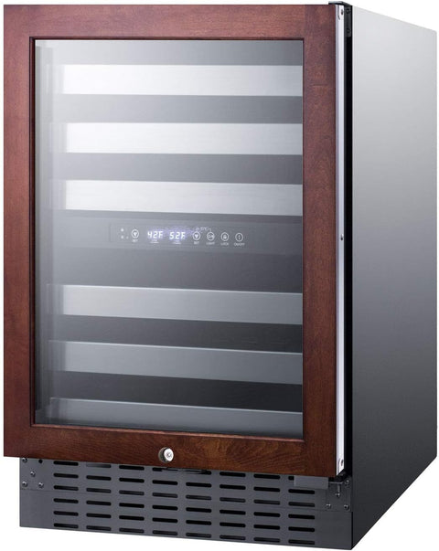 Summit Appliance SWC532BLBISTPNR Commercially Approved Dual Zone 24" Wide Built-In Wine Cellar with Panel-Ready Glass Door, Full Extension Shelves, Digital Thermostat and Black Cabinet