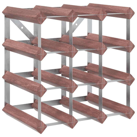 vidaXL Brown Wine Rack - Solid Pine Wood and Galvanized Steel - 12-Bottle Storage - ic Home Decor - Living Room, Kitchen, Dining Room Accessory