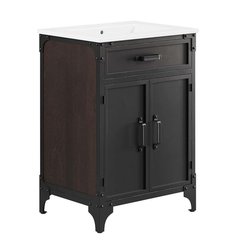 Modway EEI-6413-WHI-BLK Steamforge 24" Bathroom Vanity, White Black