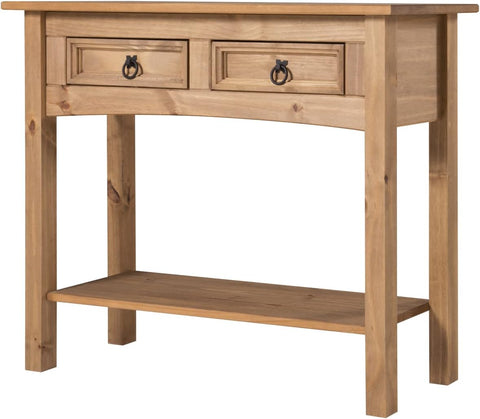 OS Home and Office Furniture Model COR934 Cottage Series Solid Wood Two Drawer Hall Table in Corona Brown