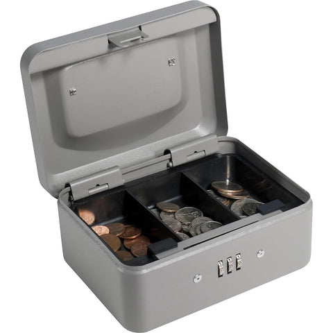 BARSKA 6 Inch Cash Box with Combination Lock Gray
