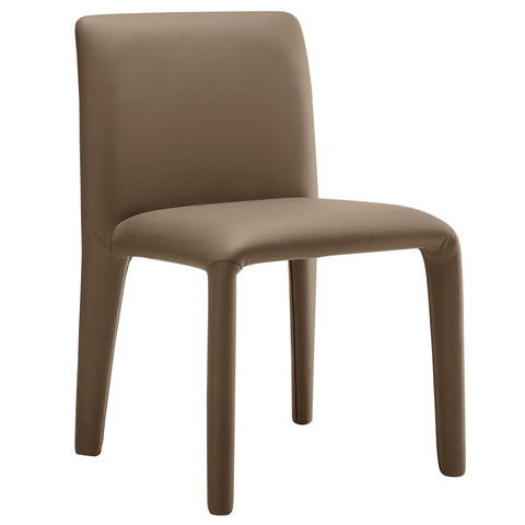 Modway Rhodes Fully Upholstered Dining Chair in Mushroom Brown – Mid-Century Modern Faux Leather Side Chair – Vegan Leather Dining Chair for Living Room