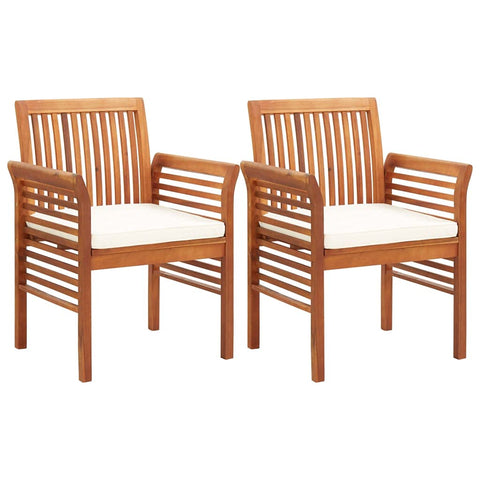 vidaXL Rustic Outdoor Dining Chair Set Acacia Wood 2 Padded Chairs Water Resistant Cushions Perfect for Patio & Garden Comfortable Seating Beige Weather Durable Stylish