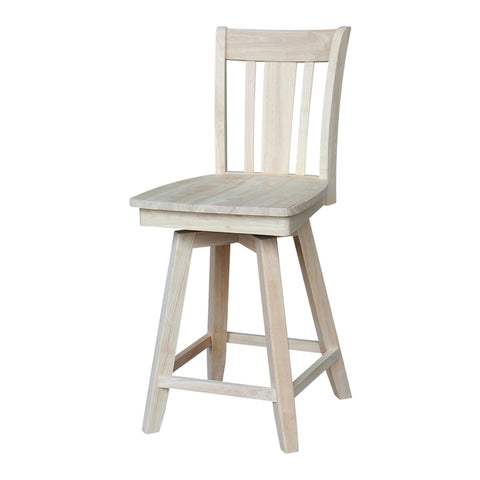 IC INTERNATIONAL CONCEPTS San Remo Natural Wood Counter Height Stool - with Swivel Seat - 24" Seat Height