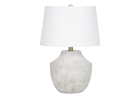 Monarch Specialties I 9729 LightingTable Lamp, Cream Concrete, Ivory/Cream Shade, Modern