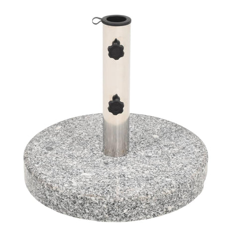 vidaXL Exceptionally Sturdy and Weather-Resistant Outdoor Parasol Base with High-End Granite Construction and Stainless Steel Tube, Includes Adapters, Round Shape, Gray, 44.1 lb