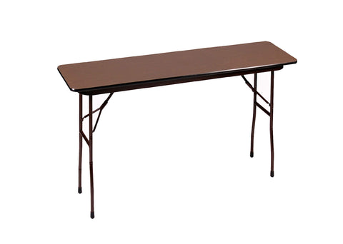 Correll CF1848M-01 18" Width x 48" Length x 29" Height Walnut Rectangular Melamine Fixed Height Top Folding Table