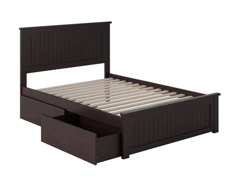 Nantucket Full Platform Bed with Matching Footboard and Turbo Charger with Urban Bed Drawers in Espresso