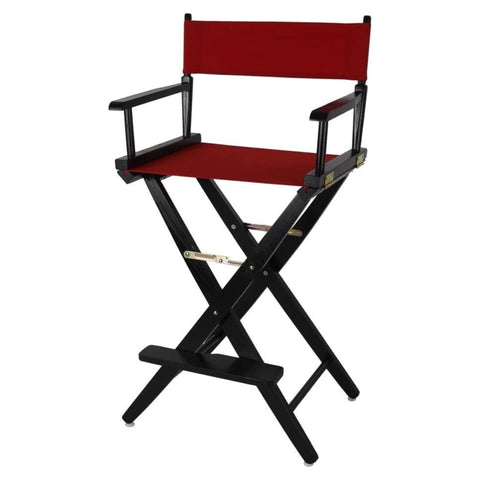 Oakestry Extra Wide Premium 30" Directors Chair Black Frame Red Canvas Bar Height Folding Portable Tall Seat Comfortable Armrests Lightweight Durable Wooden Frame Indoor Outdoor Event Travel Furniture