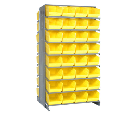 QUANTUM STORAGE SYSTEMS QPRD-207YL Solid Double Sided 16 Shelves 64 STORE-MORE Yellow Bins 64" H x 36" W x 24" D