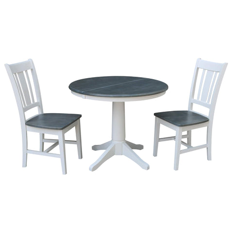 International Concepts 36" Solid Wood Extension Dining Table with 2 Chairs