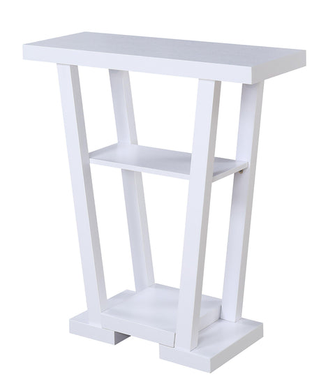 Convenience Concepts Newport V Console Table 31.5" - Modern Sofa Table with Storage Shelves, Narrow Entryway Hall Table for Living Room, Display Accent Table, White