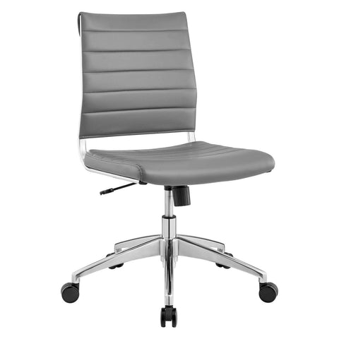 Modway Jive Ribbed Armless Mid Back Swivel Conference Chair In Gray
