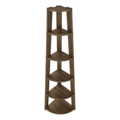 Monarch Specialties I 2464 Bookshelf, Bookcase, Etagere, Corner, 5 Tier, 72" H, Office, Bedroom, Laminate, Walnut, Contemporary, Modern