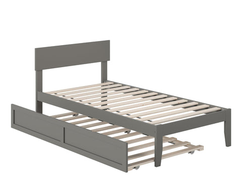 AFI Boston Twin Size Platform Bed with Twin Trundle in Grey