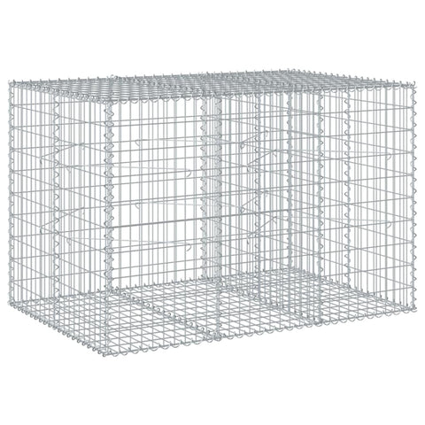 vidaXL Gabion Basket with Cover - Galvanized Iron Outdoor Cage - Landscaping, Garden, Privacy Walls 59.1"x39.4"x39.4"