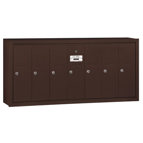 Salsbury Industries 3507ZSP Surface Mounted Vertical Mailbox with Master Commercial Lock, Private Access and 7 Doors, Bronze