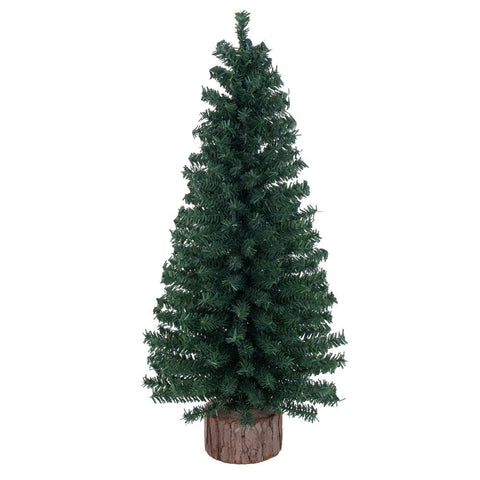 Vickerman 18" Mini Pine Artificial Christmas Tree Unlit, Seasonal Indoor Tabletop Home Decor with Decorative Wood Base