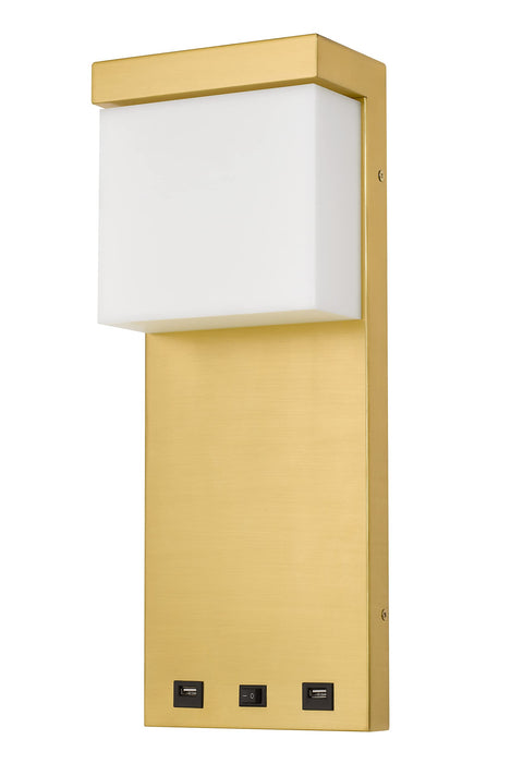 Cal Lighting LA-8034 Getafe Metal Led Bedside Wall Sconce with Rocker Switch and 2 USB Charging Ports, Gold