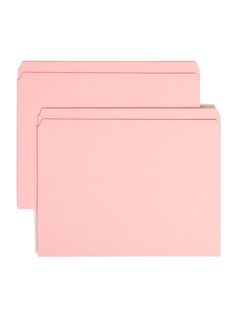 Smead File Folder, Reinforced Straight-Cut Tab, Letter Size, Pink, 100 per Box (12610)