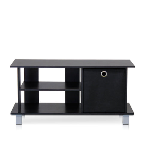 Furinno SIMPLISTIC TV Stand, 3-Tier Entertainment Center, Open Shelf TV Console for TV up to 33 Inch with Bin Drawers, for Living Room, Bedroom, Espresso