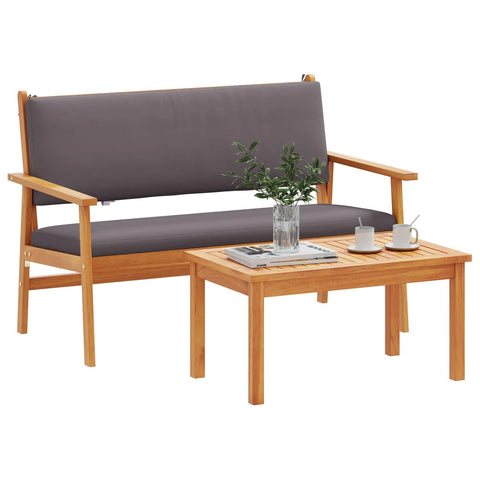 vidaXL Acacia Wood Outdoor Seating Set Includes 1 Bench and 2 Chairs with Cushions Weather Resistant Patio Furniture for Garden Balcony Durable Traditional Design Wooden Chair Cushioned