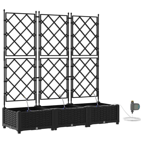 vidaXL Garden Planter 3 pcs Black Steel, Sleek Steel Planter Box, Tough Garden Decor, Rectangular Flower Holder, Urban Gardening, Balcony Fun