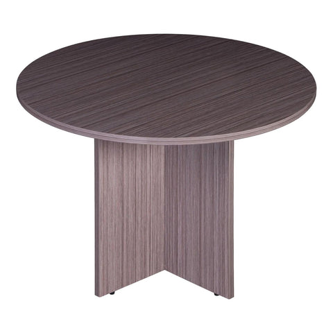 Oakestry Driftwood Round Meeting Table 47 Inch Office Collaborative Workspace Furniture Smooth Laminate Top Durable Finish Scratch Resistant Surface Compact Conference Room Seating Solution Desk