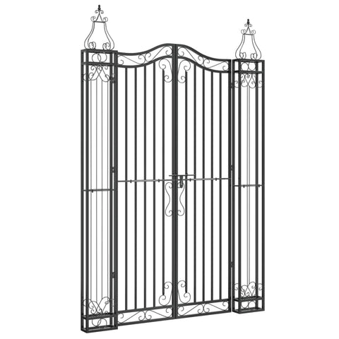 vidaXL Wrought Iron Garden Gate - Black Iron, 47.6" x 3.1" x 70.9" - Patio, Fence, Yard, Entrance, Lawn