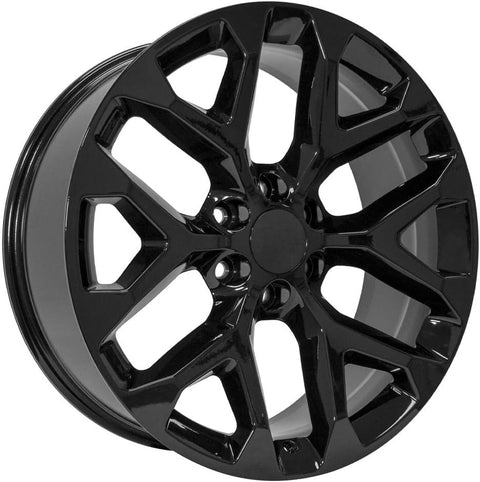 OE Wheels CV98B 22 Inch Rim Fits Silverado 1500 Snowflake Style 6x139.7 22x9 Gloss Black - Hollander 5668 (1)