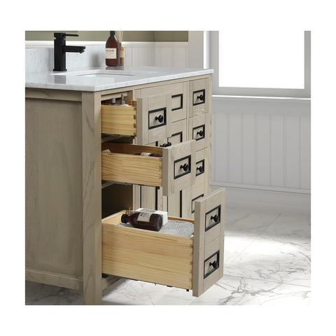 Legion Furniture Light Oak Finish Sink Vanity Cabinet w/Carrara White Top 48"