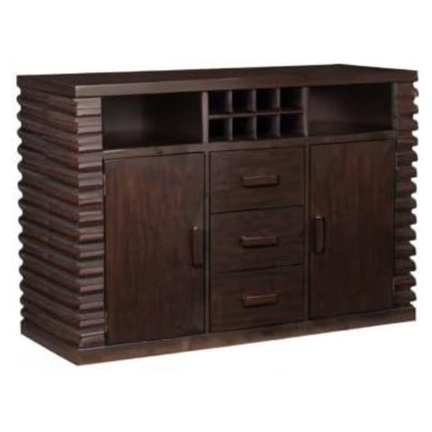 Oakestry Trulinea Sideboard Solid Wood Buffet Cabinet Modern Dining Room Storage Console Sleek Black Finish Soft Close Drawers Glass Doors Adjustable Shelves Contemporary Accent Furniture
