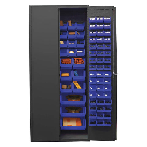 Durham 2500-138B-5295 Bin Cabinet, 84" Overall Height, 36" Overall Width, Total Number of Bins 138